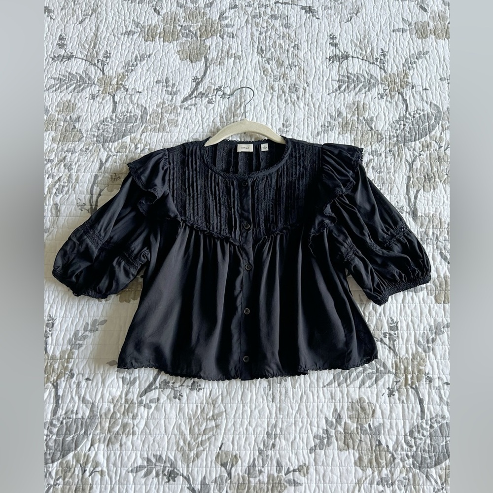 Wilfred Button Down Cropped Blouse in Black • XS